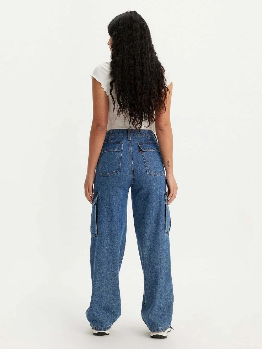 NEW Levi's '94 Baggy Cargo Jeans Wide-Leg Mid-rise y2k Jeans in Medium Blue - 27